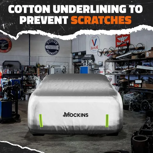 Miniatura 9 de Mockins - Funda para automóvil de poliéster plateado 190T, para todo tipo de clima, transpirable e impermeable, protegerá tu vehículo contra