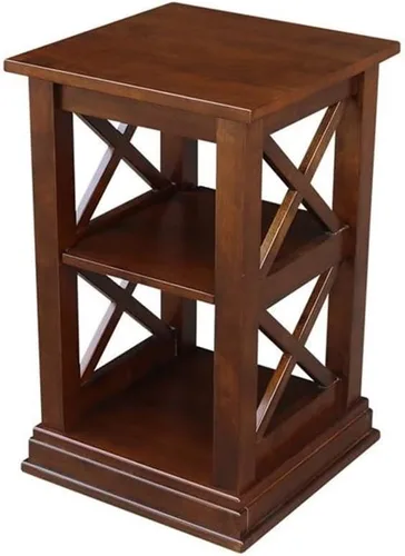 Miniatura 8 de IC International Concepts Hampton - Mesa decorativa de madera maciza con estantes, color negro