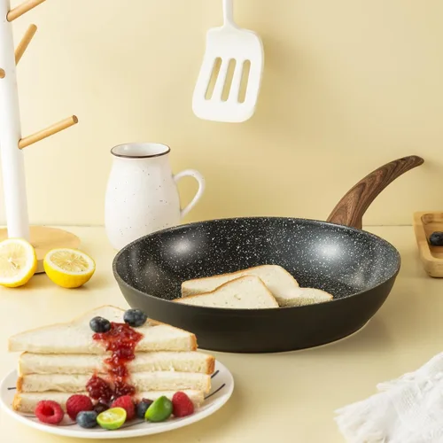 Miniatura 7 de Vkoocy Juego de ollas y sartenes antiadherentes, juego de utensilios de cocina de cerámica con patrón de granito, juegos de cocina de inducción