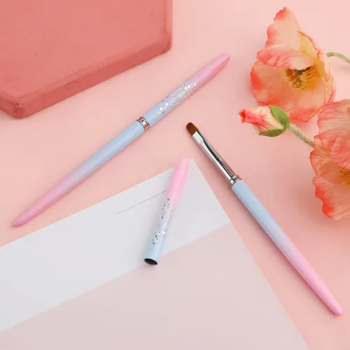 Miniatura 4 de 2 pinceles de limpieza para arte de uñas, pinceles de pintura para uñas con cabeza redonda y en ángulo, herramientas de pintura para diseño de arte