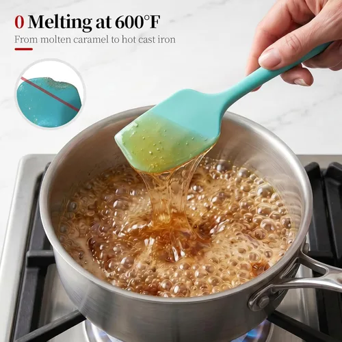 Miniatura 3 de espátulas resistentes al calor de 600ºF, juego de raspadores de silicona sin costuras para cocina de alta temperatura, aptas para alimentos