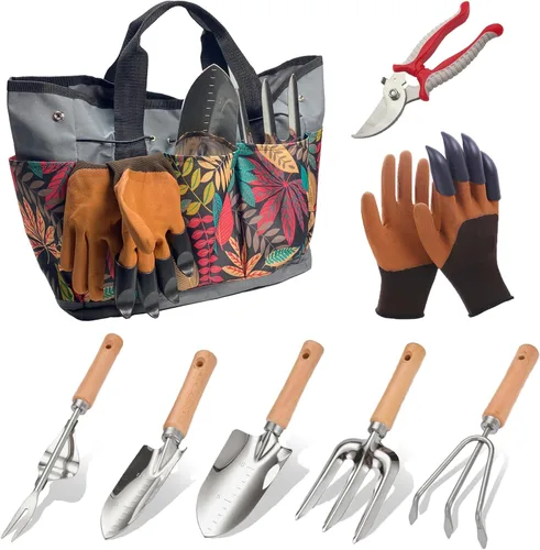 Miniatura 7 de Bolsa de herramientas de jardín, bolsa de jardinería de hoja de arce con 8 bolsillos, bolsa de lona para jardín para mujeres y hombres, bolsa de Flor
