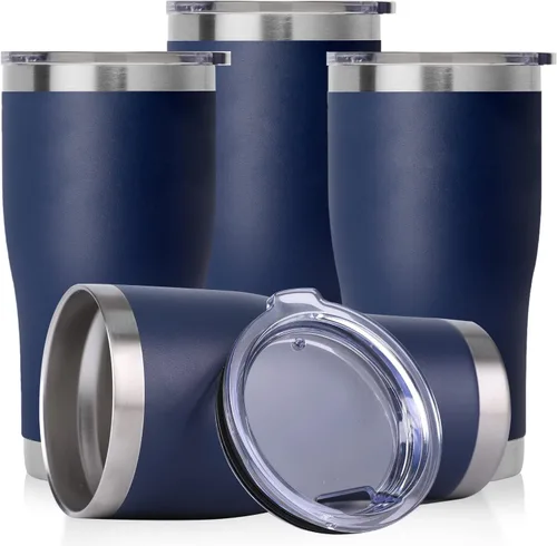 Miniatura 26 de DOMICARE vaso de doble pared con aislamiento al vacío, 20 onzas, con tapa, vaso de viaje de acero inoxidable, vaso de café con recubrimiento
