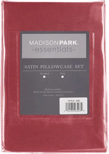 Miniatura 306 de Madison Park Essentials - Juego de sábanas de satén de lujo y sedoso con brillo natural, bolsillo elástico de 14 pulgadas para colchones de hasta 16