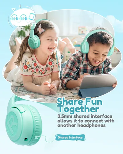 Miniatura 4 de awatrue Auriculares para Niños para Escuela Niños Pequeños con Cable con Micrófono Enchufable a Granel Auriculares para Niños Niñas de 3+ Años Verde