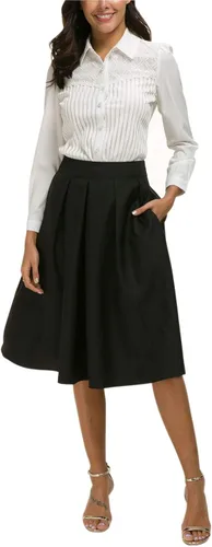 Miniatura 7 de Blusa estilo vintage con manga larga de encaje elástico con cuello de botón para mujer