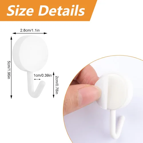 Miniatura 2 de MOROBOR Ganchos autoadhesivos, 20 ganchos de plástico resistentes para llaves de pared, soportes para calcetines para el hogar, cocina, baño, Blanco