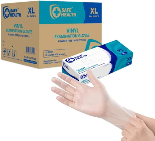 Miniatura 7 de Safe Health Vinyl Exam Disposable Gloves, Free of Latex & Powder, Clear, 3.5 Mil, Medical Grade