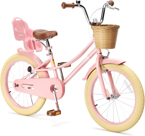 Miniatura 22 de Glaf Bicicleta para niñas de 12, 14, 16, 20 pulgadas, con ruedas de entrenamiento para niños de 2 a 12 años, bicicleta con cesta y asiento
