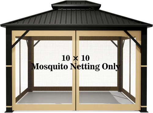 Miniatura 13 de Mosquitera Universal de Repuesto para Gazebo – Hugline 10' x 12' Pantalla de Malla para Exteriores, Cortinas Laterales de 4 Paneles con Cremallera