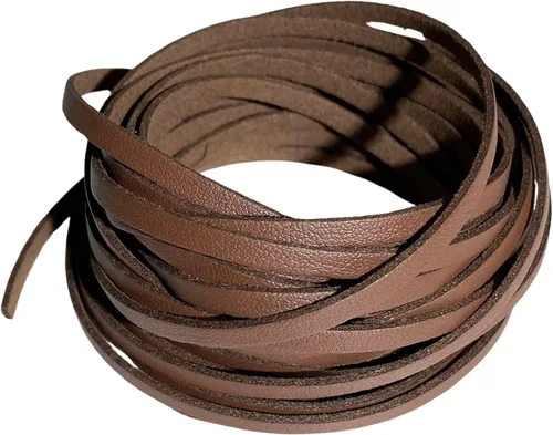Miniatura 9 de Cordón de cuero plano de 0.157 pulgadas, 5+ yardas (16.4 ft), cuerda trenzada para fabricación de joyas, cordones de cuero para zapatos, arte
