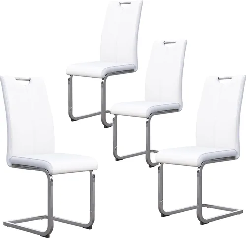 Miniatura 14 de Juego de 2 sillas de comedor, modernas sillas de comedor de piel sintética, sillas tapizadas para cocina, comedor, respaldo alto ergonómico