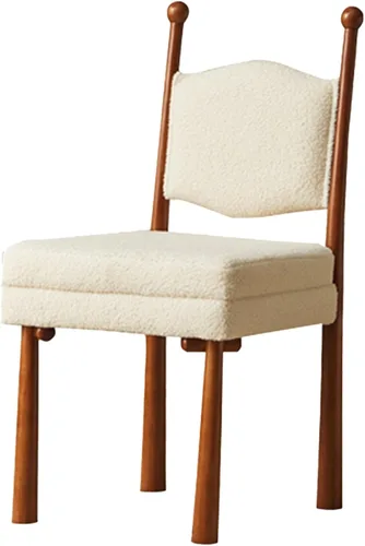 Miniatura 17 de Sillas de comedor de madera, sillas de cocina con material de lana de cordero, asiento tapizado, silla de sala de estar para estudio y comedor, sala