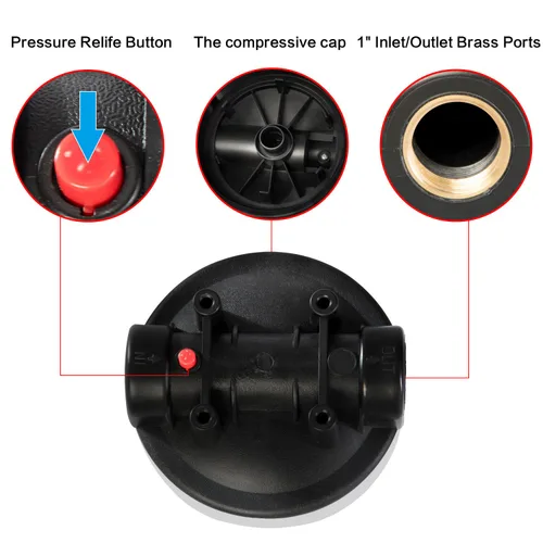 Miniatura 8 de Geekpure Sistema de filtro de agua para toda la casa de 2 etapas con carcasa azul de 20 pulgadas -1" NPT