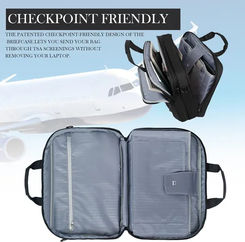 Miniatura 4 de EMPSIGN - Bolsa para laptop de 17.3 pulgadas, maletín de gran capacidad y expansible para viajes, para mujeres y hombres, bolsa de negocios