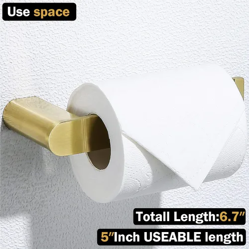 Miniatura 3 de RANDOM Portarrollos de papel higiénico de oro cepillado, accesorios de hardware de baño SUS 304 de acero inoxidable moderno soporte de rollo