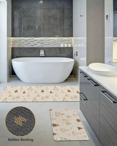 Miniatura 5 de Tapete de baño de Navidad para bañera, antideslizante, de secado rápido y absorbente, tierra de diatomeas, fregadero de cocina, lavable, moderno