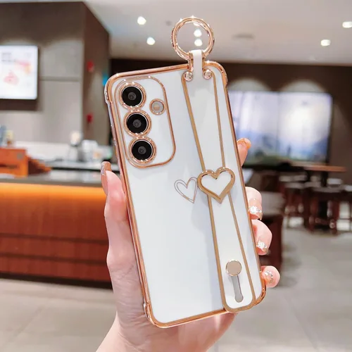 Miniatura 34 de ZTOFERA Funda diseñada para Samsung Galaxy S20 FE 5G, borde chapado de lujo, patrón de corazones de amor con pulsera y función atril, protección
