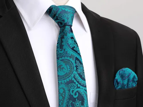 Miniatura 171 de HISDERN Corbatas para hombre, corbata de cachemira y bolsillo cuadrado tejido clásico floral para hombre, corbata de fiesta de boda