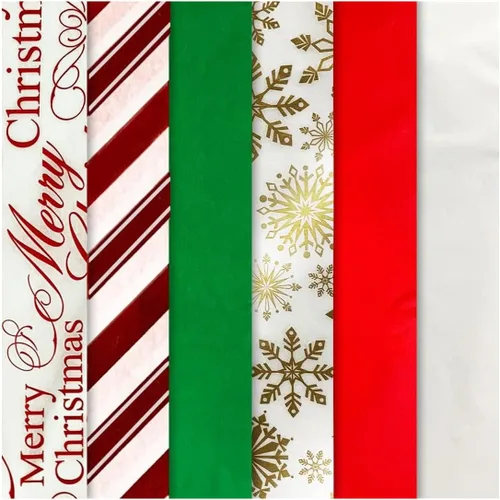 Papel de seda y papel kraft con diseños de Navidad Rojo