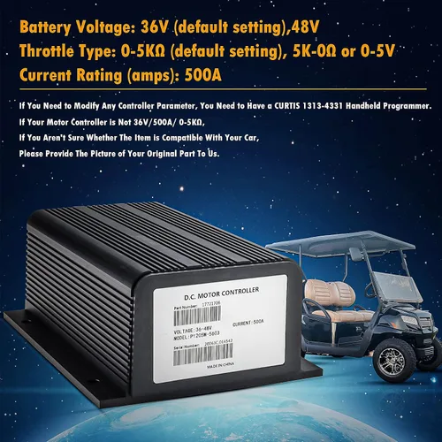 Miniatura 2 de Controlador Curtis 1205-117 36V 400A 0-5KΩ Curtis y 1204-1205 36V 500A 0-5KΩ Compatible con Curtis 1204 1205 36V EZGO Golf Cart Controlador