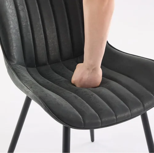 Miniatura 4 de GarveeHome Juego de 2 sillas de comedor tapizadas, sillas de cocina de cuero con patas de metal, sillas de comedor modernas de mediados de siglo