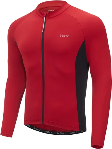 BALEAF Camiseta de ciclismo de manga larga para hombre, para ciclismo de carretera, para bicicleta de montaña, bolsillos con cremallera completa,