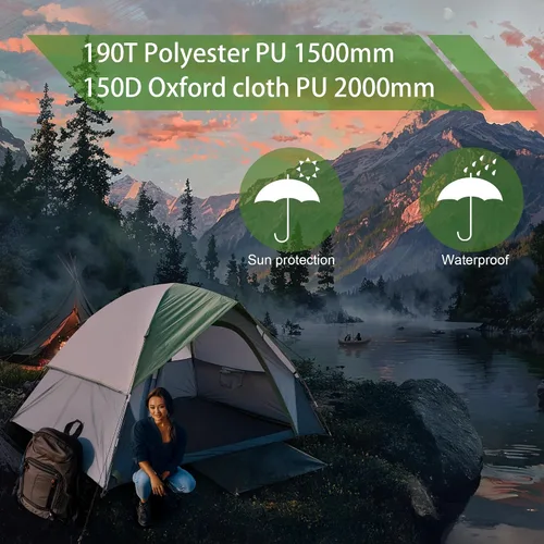 Miniatura 7 de Tienda de campaña al aire libre para 2 personas, impermeable, doble capa, resistente al viento, se puede utilizar para senderismo al aire libre