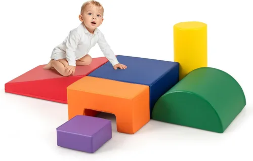 Miniatura 9 de Costzon Juego de escalada y gateo para niños pequeños, 6 piezas con cubierta de poliuretano para gatear, escalar y caminar, bloques de escalada