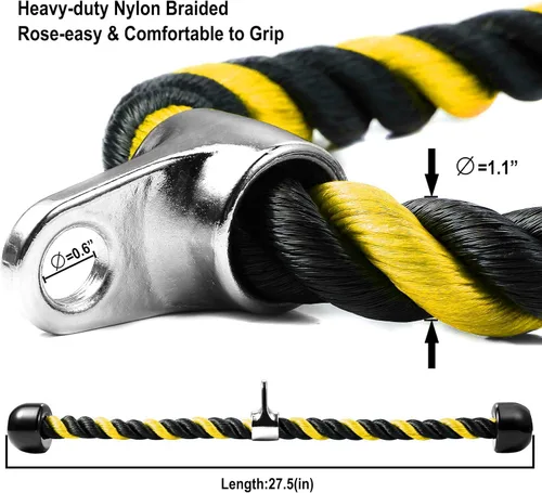 Miniatura 3 de Cable de tracción de cuerda de tríceps de lujo, 27 y 36 pulgadas de longitud, fácil de agarrar y antideslizante, accesorio de cable para ejercicio