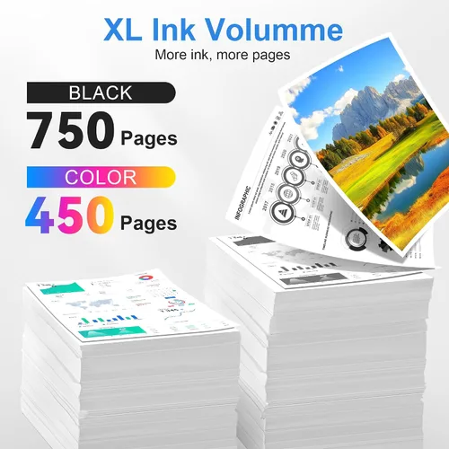 Miniatura 3 de Paquete combinado de cartuchos de tinta de color negro 65XL para HP Ink 65XL 65 funciona con HP Envy 5055 5000 5052 5010 5070 5014 5052 5058 Deskjet