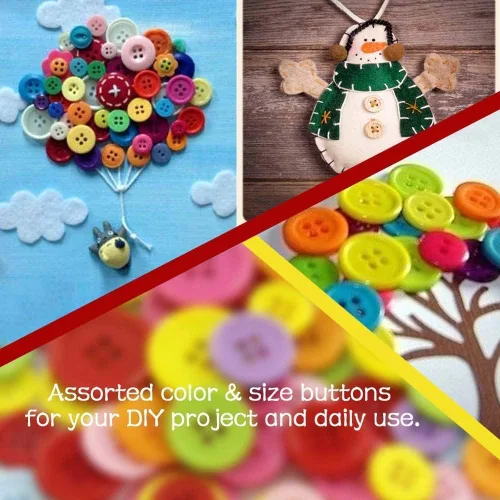 Miniatura 5 de Botones Greentime para manualidades, 250~300 piezas de colores mixtos, botones redondos de resina de 2 y 4 agujeros para costura pintada a mano