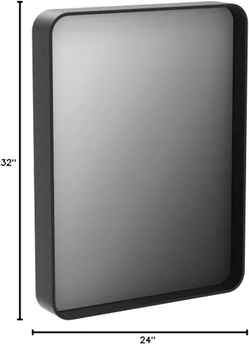 Miniatura 9 de TokeShimi Espejo de pared negro de 24 x 32 pulgadas para baño, marco de metal negro, decorativo, rectangular, montado en la pared, decoración