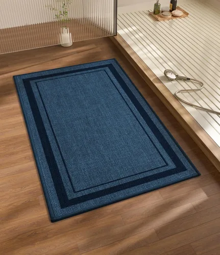 Miniatura 22 de chakme Juego de 2 alfombras de baño ultrafinas, absorbentes, antideslizantes, lavables a máquina, color beige oscuro, 17 x 24 pulgadas + tapete