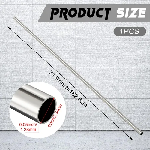 Miniatura 2 de Hicarer 1" DE 0.05" Grosor de Pared 6 Pies de Longitud Tubería de Acero Inoxidable 304 Tubo Engrosado Tubo Redondo de Metal Tubo de Acero Inoxidable