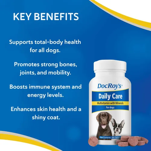 Miniatura 3 de Doc Roy's - Multivitamínico de cuidado diario con minerales para perros, suplemento de salud diaria canina, tabletas de 180