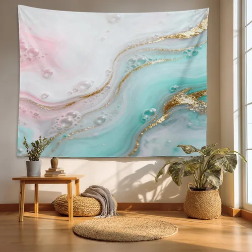 Miniatura 26 de Batmerry Abstract Repeat Polyester Tapestry, Tiled Directional Lightweight Wall Hanging High-Definition Print Backdrop For Dorm Room Bedroom Living