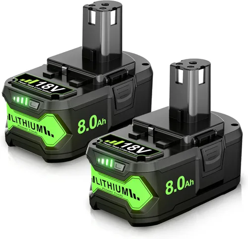 Paquete de 2 baterías de repuesto actualizadas de 8.0 Ah para Ryobi de 18 V, batería de iones de litio ONE+ Plus P102 P103 P104 P105 P106 P108 P107