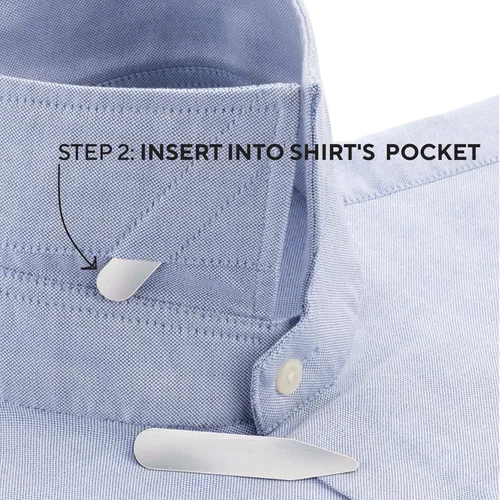 Miniatura 6 de Collar de metal para camisa de vestir para hombre, paquete de 6 unidades en un estuche de viaje, insertos de cuello de acero inoxidable en 3 tamaños