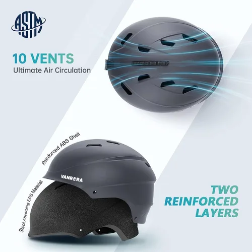 Miniatura 3 de VANRORA Casco de esquí, casco de snowboard para hombres y mujeres, ventilación con control de clima, ajuste de esfera, compatible con gafas, forro