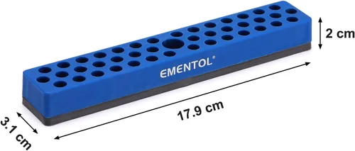 Miniatura 7 de EMENTOL Soporte Magnético para Brocas de 1/4" - Azul, 43 Agujeros, Organizador de Brocas con Imán Fuerte, Organizador de Brocas Magnéticas