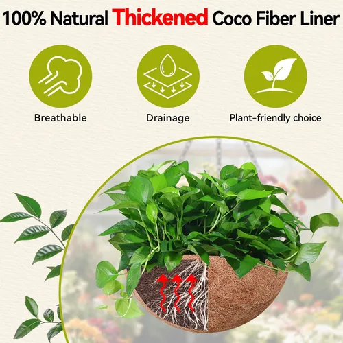 Miniatura 3 de Halatool - Paquete de 4 macetas colgantes de 12 pulgadas para plantas al aire libre - Pequeños colgadores de jardín con revestimiento de coco