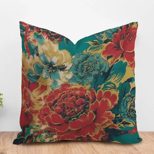 Miniatura 19 de ArogGeld Funda de almohada blanca con flores chinoiserie, funda de almohada para sofá, diseño floral verde y blanco, funda de almohada de lino A-12