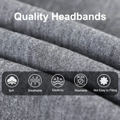 Miniatura 4 de Xtrend Paquete de 4 bandas anchas para el cabello para mujer, bandanas negras de moda, estilo bohemio, bandas gruesas para el cabello, grandes