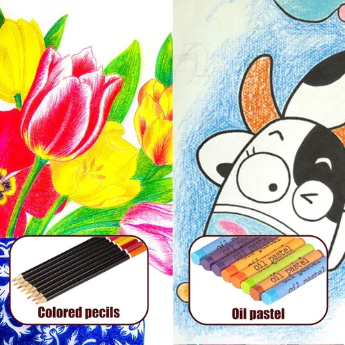 Miniatura 4 de KINSPORY Juego de 168 piezas de suministros de arte, set de arte de madera de lujo, kit de dibujo, pintura y colorear, 3 paquetes de blocs de Beige