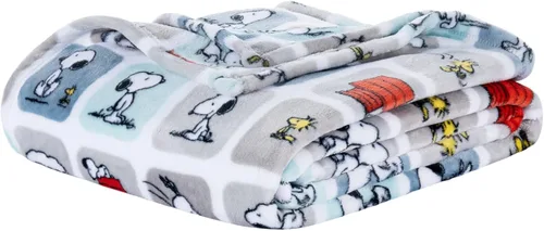 Miniatura 30 de Berkshire Blanket Peanuts® VelvetLoft® Manta de Felpa con el Tierno Personaje Snoopy, Peanuts Snoopy Everyday Buffalo Plaid Navy Tonal, Manta 55