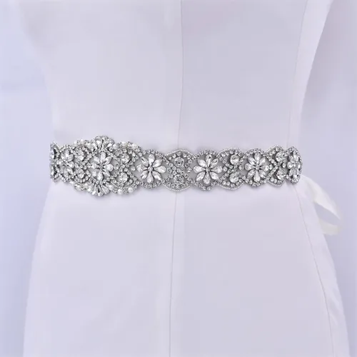 Miniatura 53 de azaleas Cinturón de boda fino de cristal para mujer, cinturón de novia para boda, dama de honor, accesorios de vestido de niña de las flores, 16