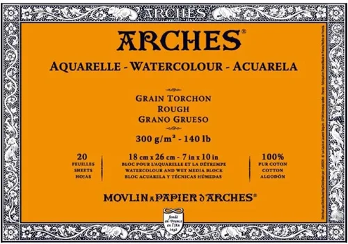 Miniatura 13 de Bloque de papel acuarela Arches, prensado en frío, 8" x 10", 140 libras