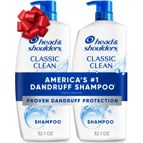 Head & Shoulders Champú anticaspa, paquete doble de champú Classic Clean, 1% de piritiona de zinc, control de escamas, cuidado del cuero cabelludo,