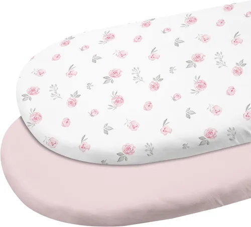 Miniatura 16 de Gllquen Baby Sábanas para Moisés Paquete de 2, Sábanas Ajustables para Moisés de Algodón 100% Orgánico para Niñas y Niños, Sábana de Colchón